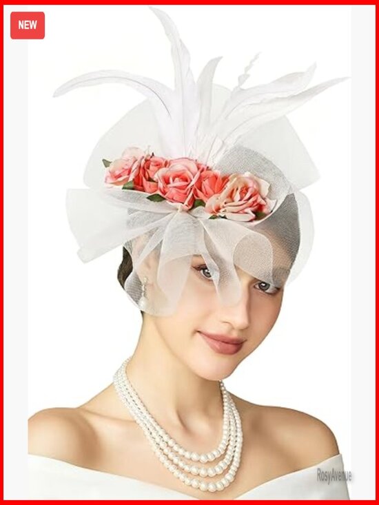 Vintage Derby Fascinator Hat with Feathers and Detachable Headband Hair Clip Elegant Derby Fascinator Hat with Detachable Headband Clip main image 4